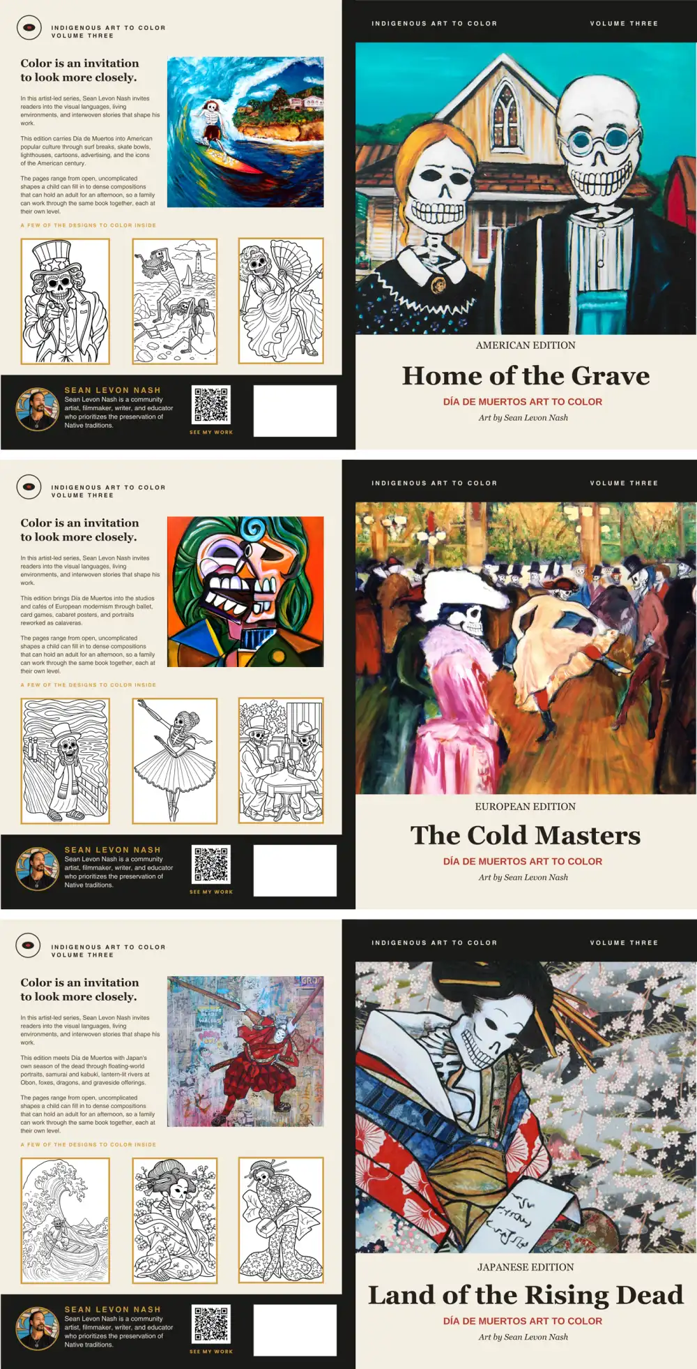 Three cover wraps stacked: Home of the Grave, The Cold Masters and Land of the Rising Dead.